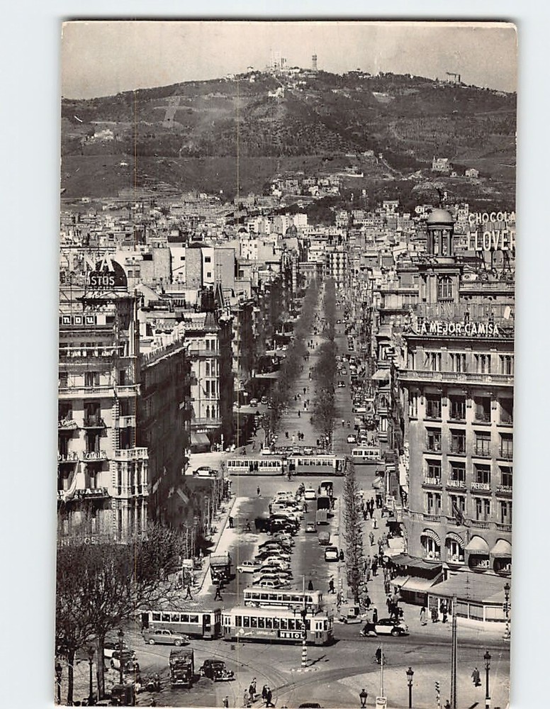 Postcard Catalonian Rambla Barcelona Spain