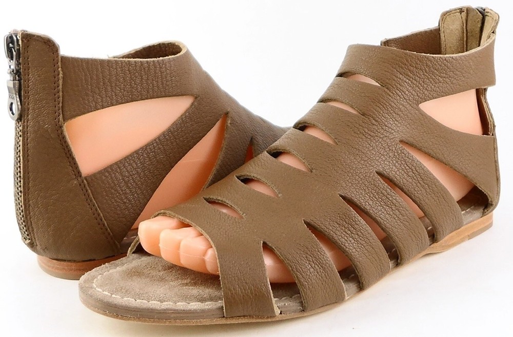 $155 AQUA RANDY CAGED Taupe Brown Designer Cut Out Gladiator Sandals 9.5 EUR 40