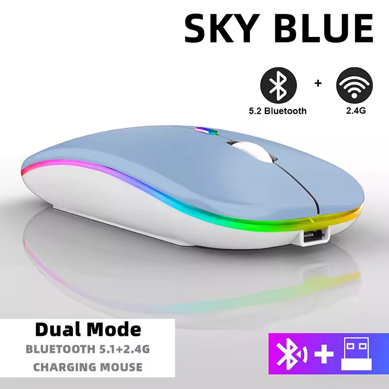 Rechargeable RGB Wireless Mouse for PC iPad with 2.4GHz USB