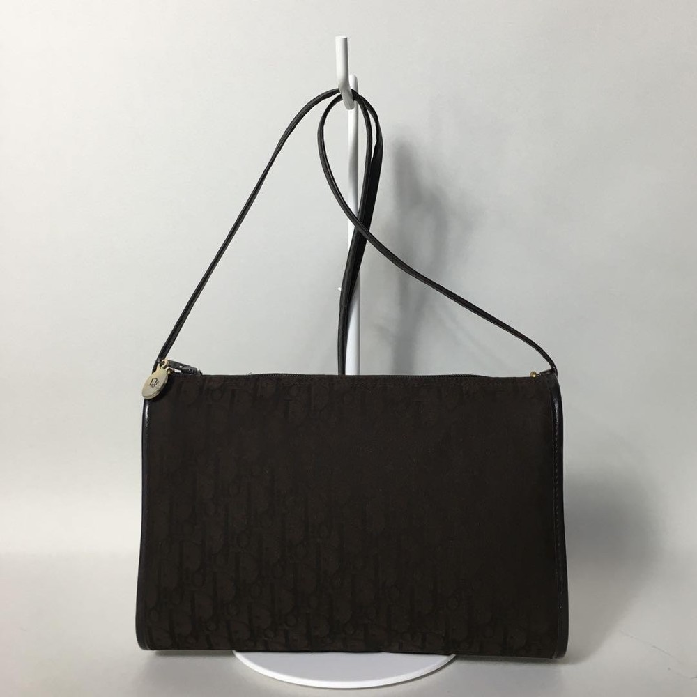 Dior Trotter Shoulder Bag in Dark Brown Canvas Authentic F0803233