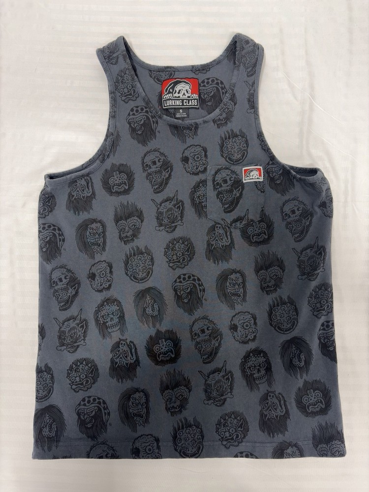 Lurking Class Gray Black Tank Top with Skulls and Monsters Men’s Size Small