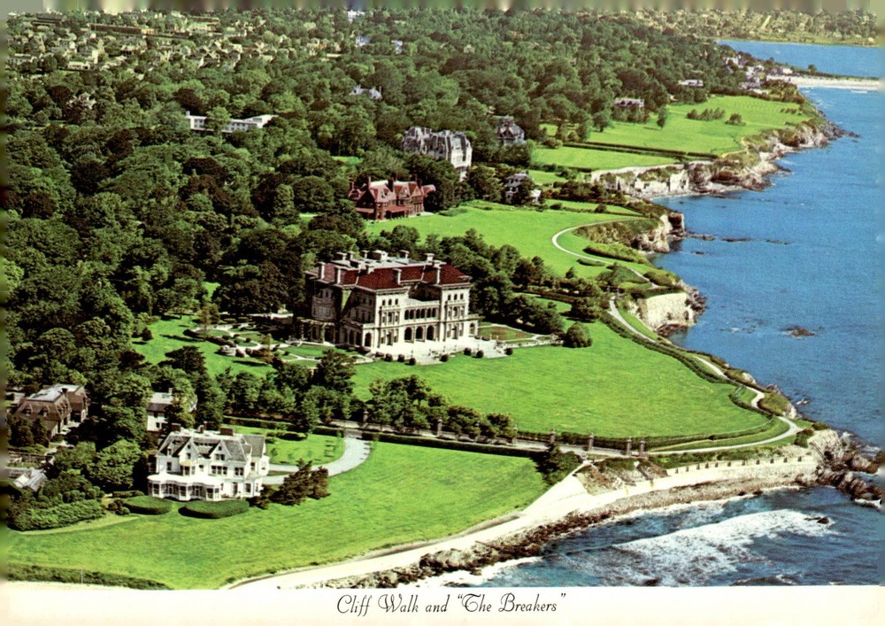 1960s The Breakers Mansion Cliff Walk Newport RI Vanderbilt Chrome Postcard