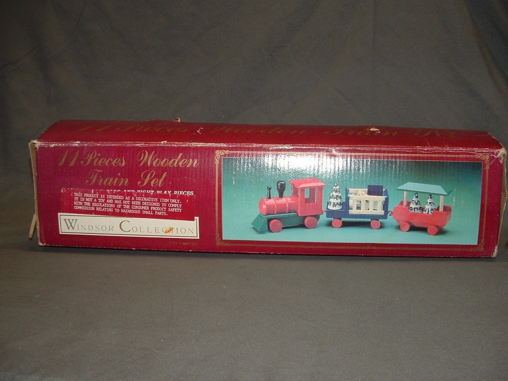 Vintage Windsor Collection Christmas Wooden Train Set  18” long For Play Display