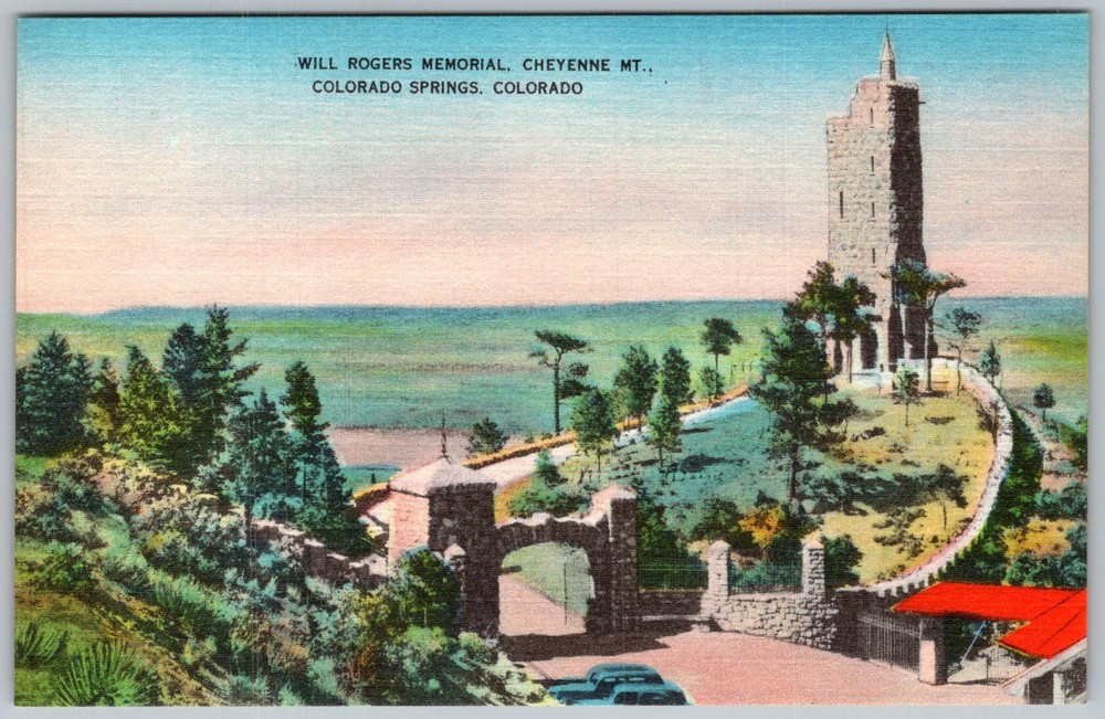 Vtg Linen Postcard Will Rogers Memorial Colorado Springs, CO 1930s