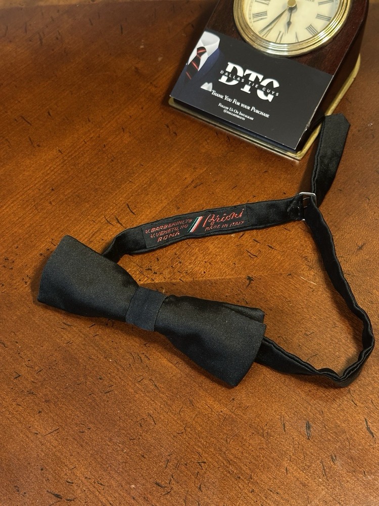 Vintage Brioni Black Silk Bow Tie Made In Italy