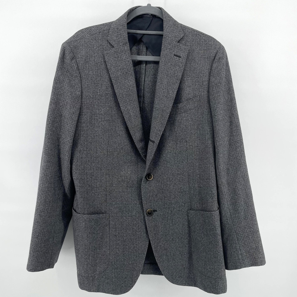 Saks Fifth Avenue Men's 42R Gray Check Wool Sport Coat Blazer Jacket 2 Button