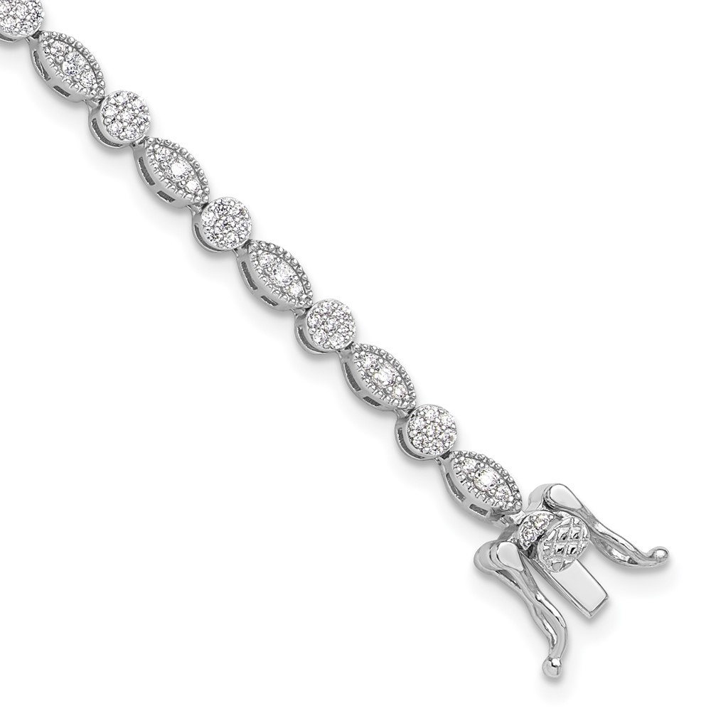 925 Sterling Silver Round & Marquise Pattern Cubic Zirconia Bracelet 7.5