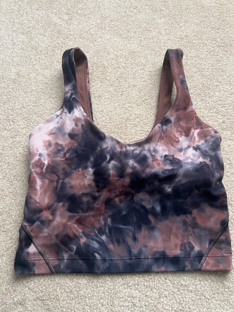 Lululemon Align Tank Mauve Brown Tie-Dye Built-In Bra Size 2 Athletic Top