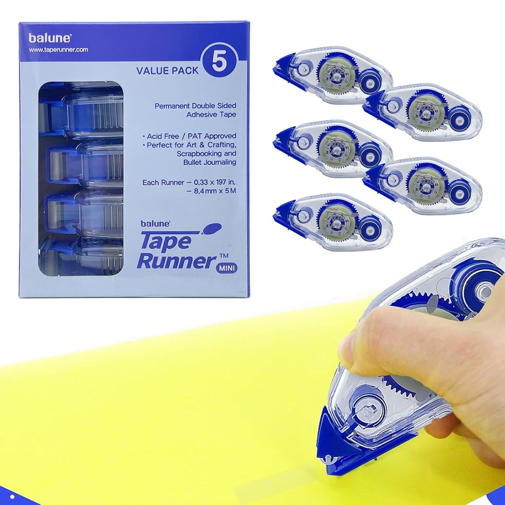 Double Sided Adhesive Roller with Dispenser Acid Free Strong Hold-image