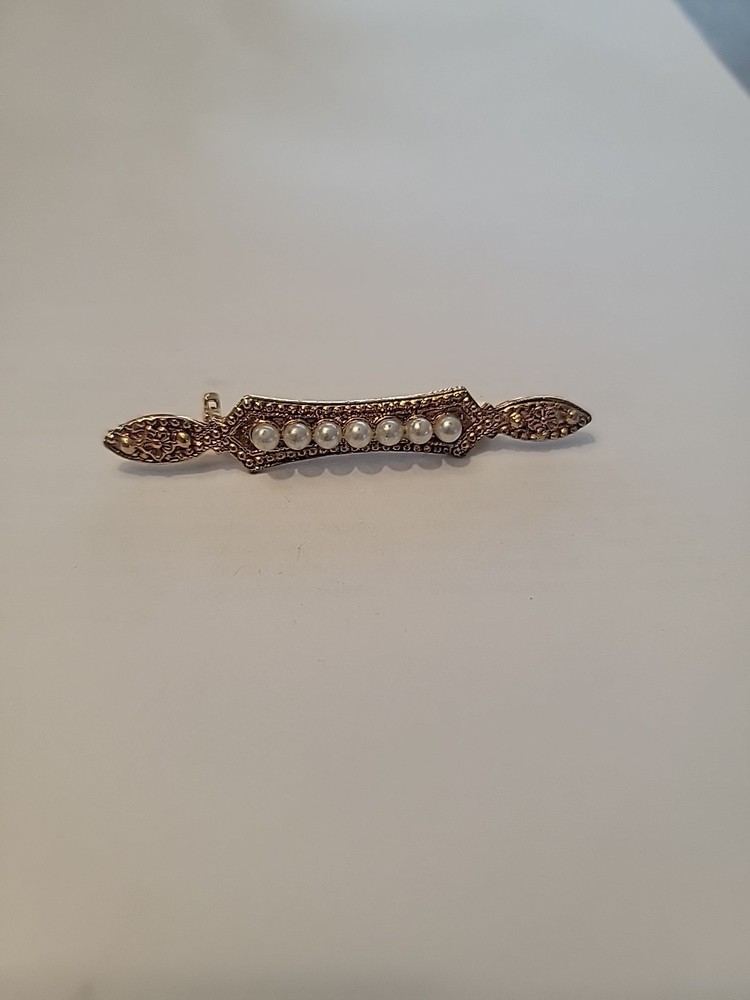 Vintage Art Deco Faux Pearl Bar Brooch Pin