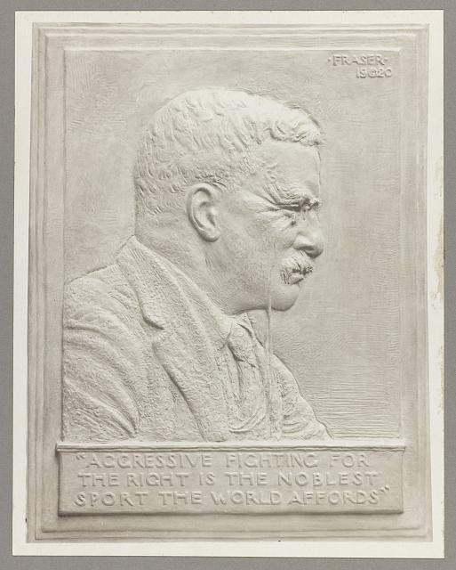 Photo:Theodore Roosevelt, right profile bust in bas-relief