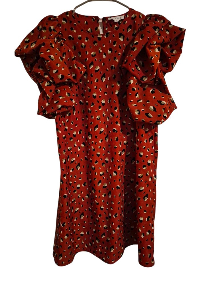 THML M Mini Dress Puff Flutter Sleeve M Animal Print Spring Summer Wedding