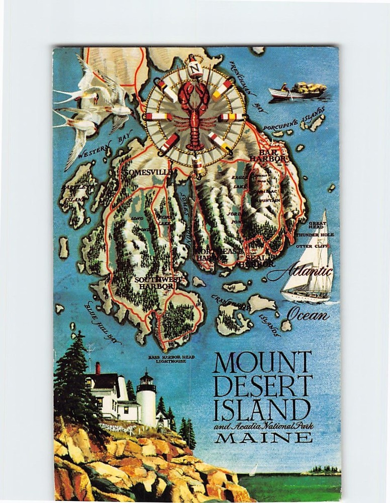 Postcard Mount Desert Island and Acadia National Park Maine USA-image