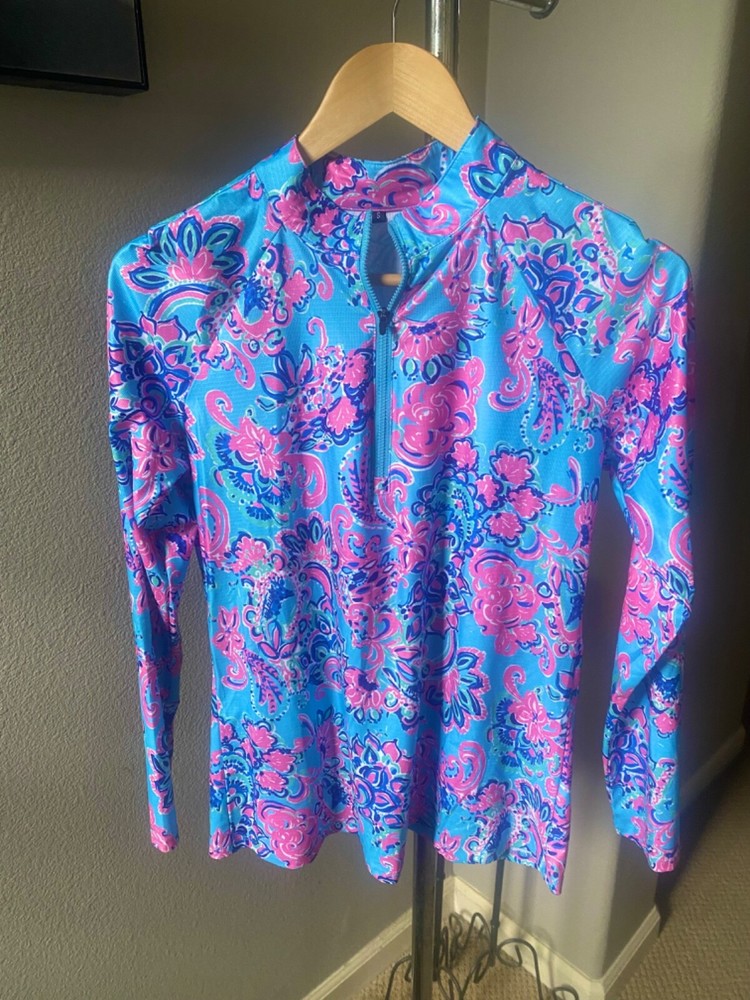 Women's Golf Polo Long sleeve Small Multicolor Paisleys New Soneven