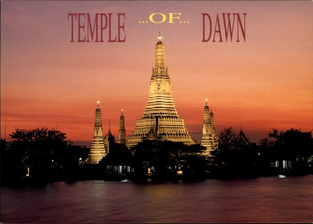 Temple of Dawn Bangkok Thailand vintage postcard k122
