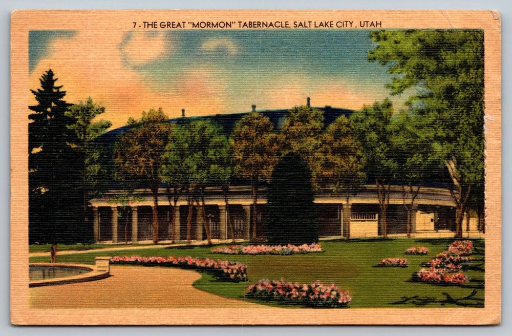 Vintage Linen Postcard Great Mormon Tabernacle Salt Lake City Utah
