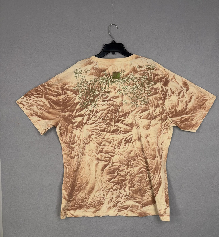 Marithe Francois Girbaud Shirt Mens 2XL Beige Brown Graphic AOP V Neck Hip Hop