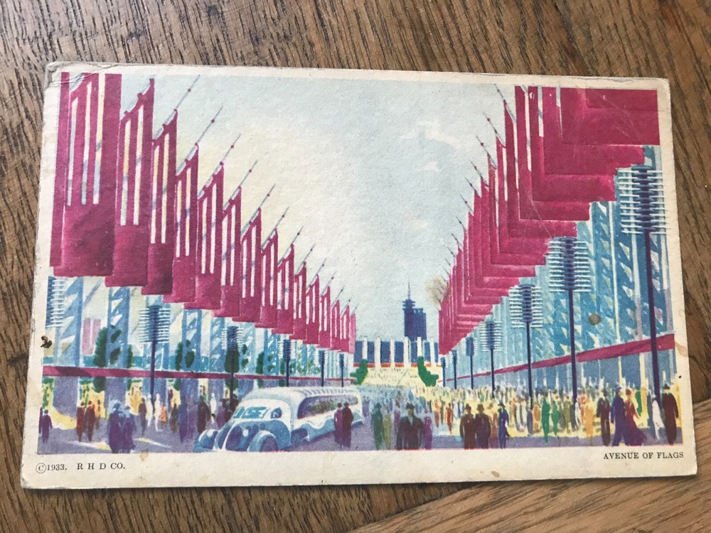Avenue of Flags A Century of Progress Chicago Illinois Postcard