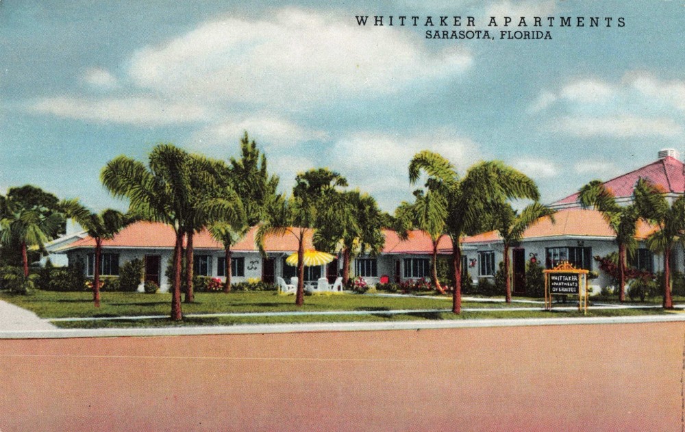 Sarasota Florida, Whittaker Apartments Advertising, Vintage Postcard