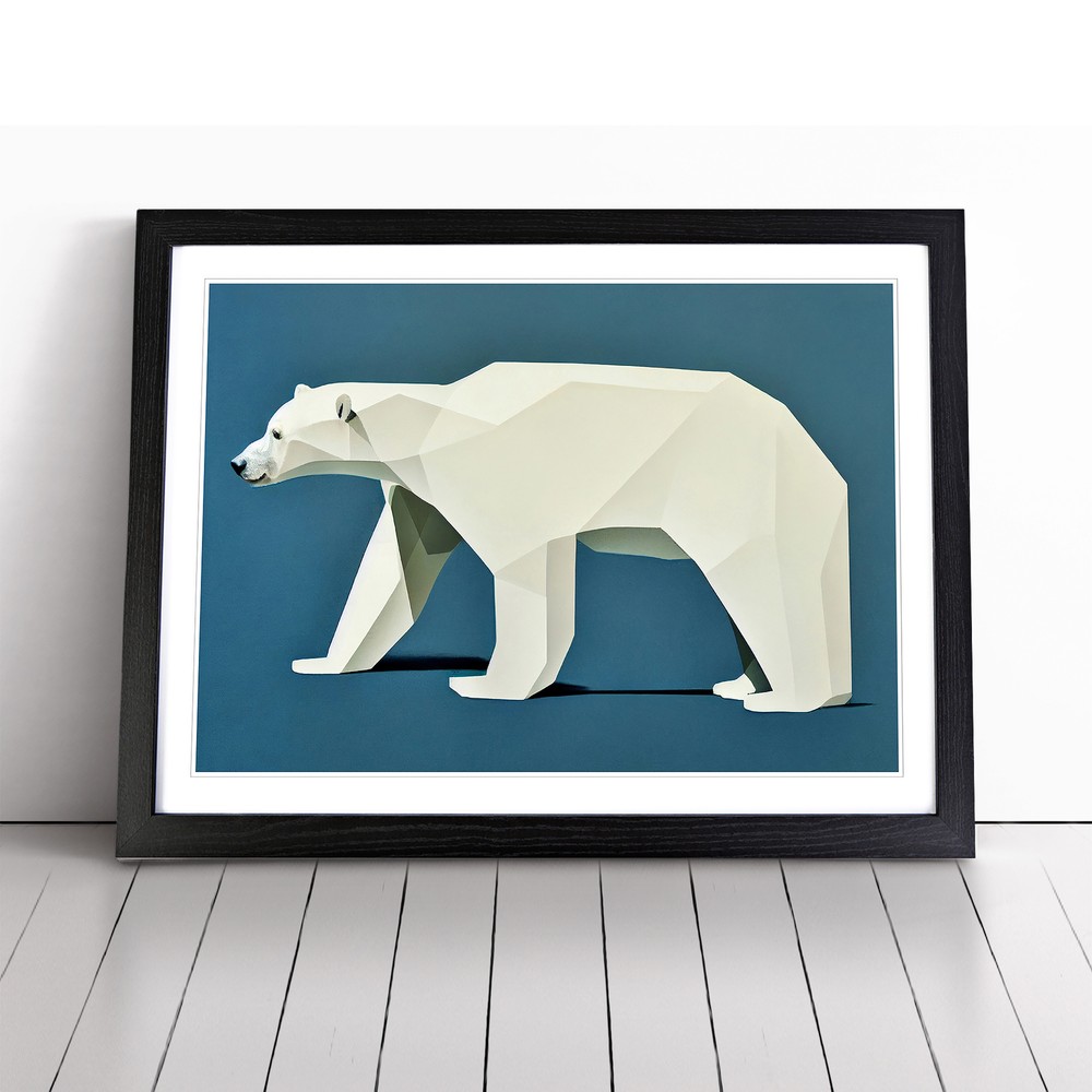 Super Abstract Polar Bear Framed Canvas Wall Art Print Poster Picture