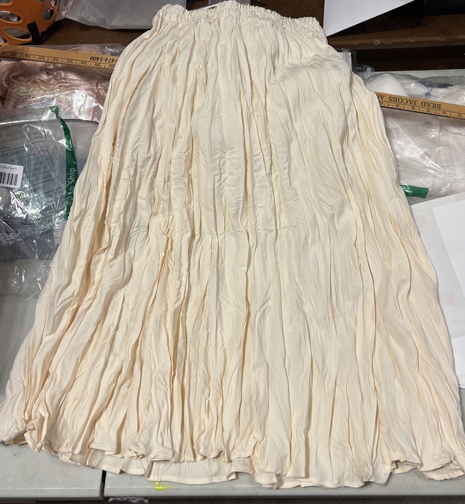 Layered Beige Ruffle Skirt, S/M With Elastic Waistband