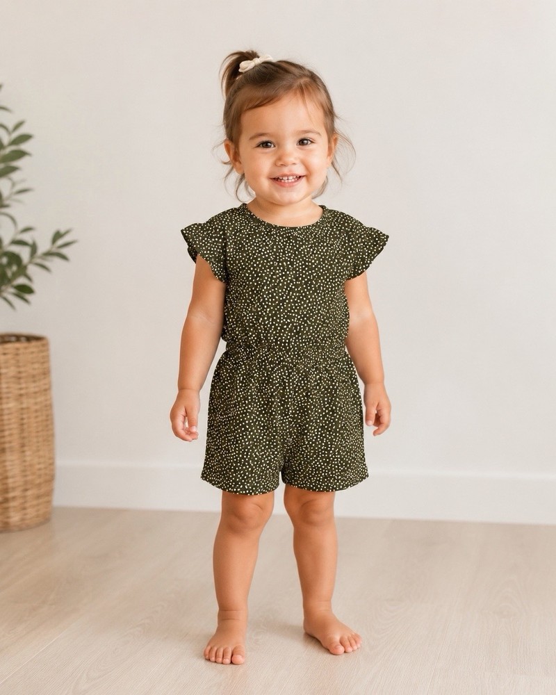 Old Navy Girls Green White Polka Dot Short Sleeve Romper Size 4T