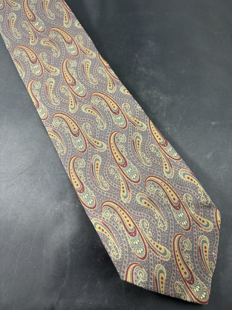 Giorgio Armani Cravatte 100% Silk Paisley Blue And Gold Tie Made In Italy