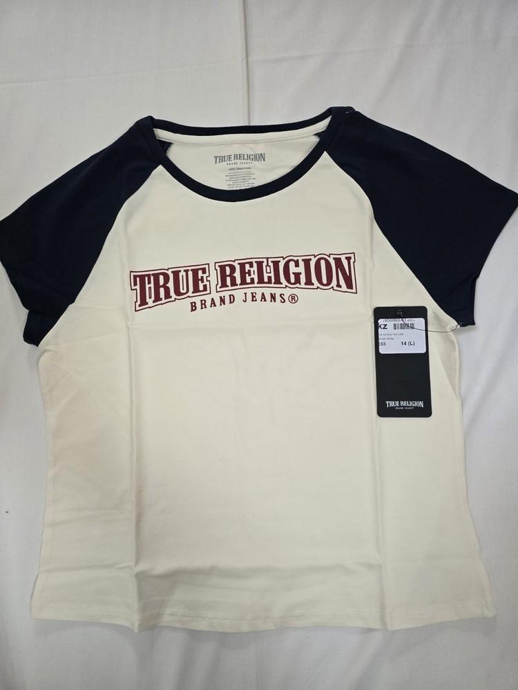 BNWT True Religion Womens Beige T-Shirt Size 14