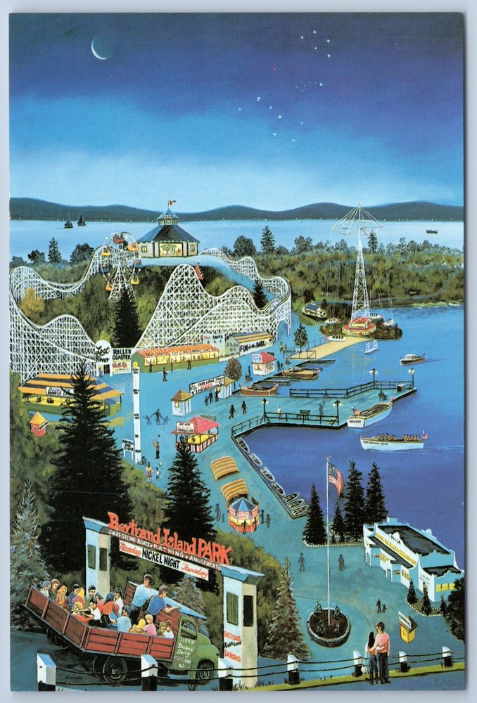 NJ Bertrand Island Amusement Park Lake Hopatcong William C. Sturm Art Postcard