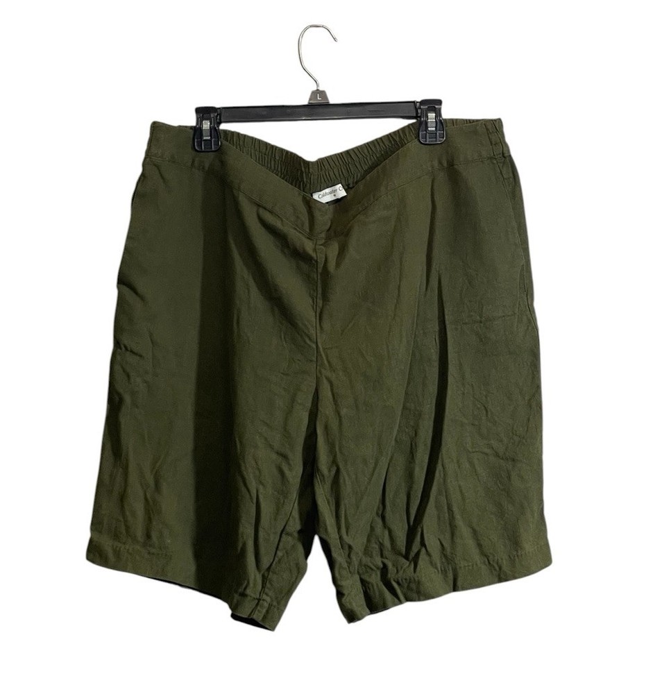 Coldwater Creek Bermuda Shorts 1X Linen Blend  Elastic Waist Pull On Pockets