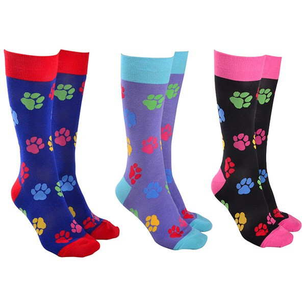 Sock Society Pack of 3 Cotton Socks : Paw Prints Design