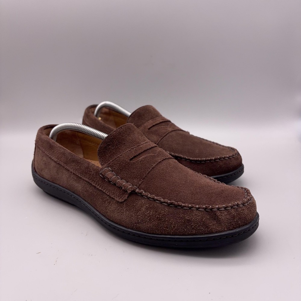 Cole Haan Shoes Mens Size 8.5 Brown Suede Slip On Penny Loafers Comfort Casual