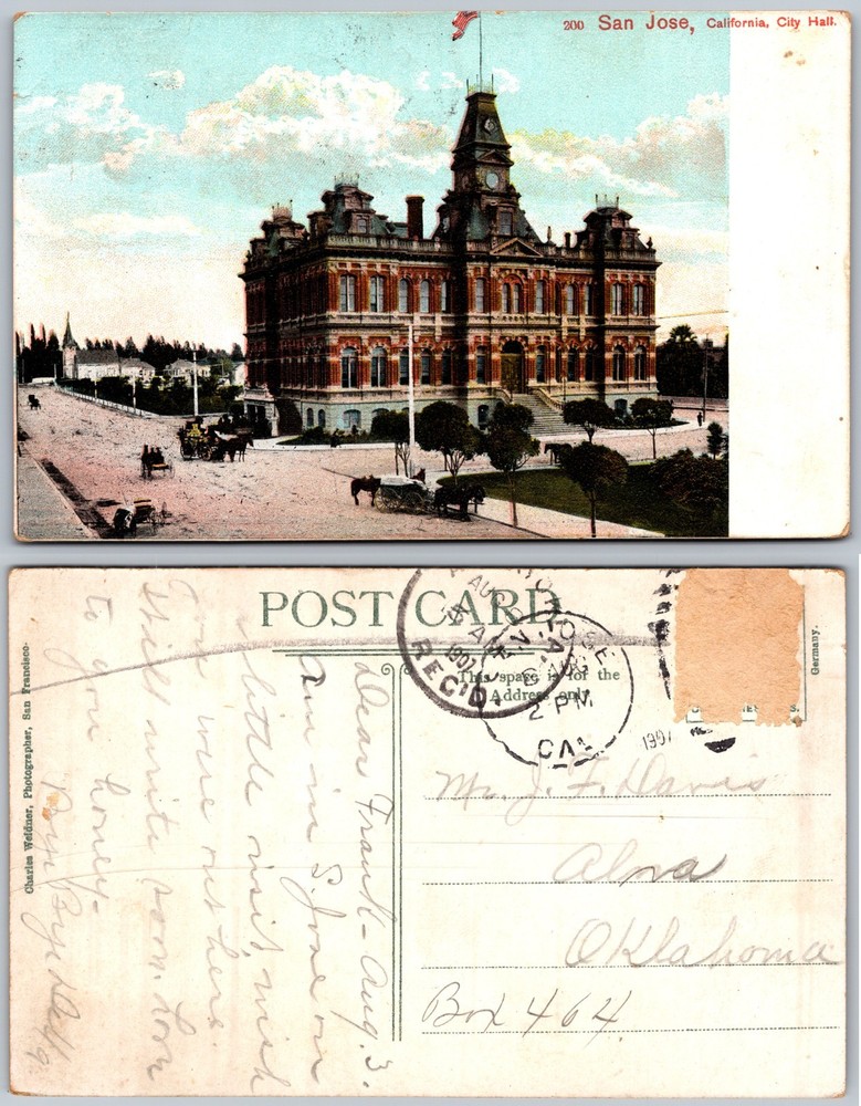 City Hall Carriages San Jose California Postcard
