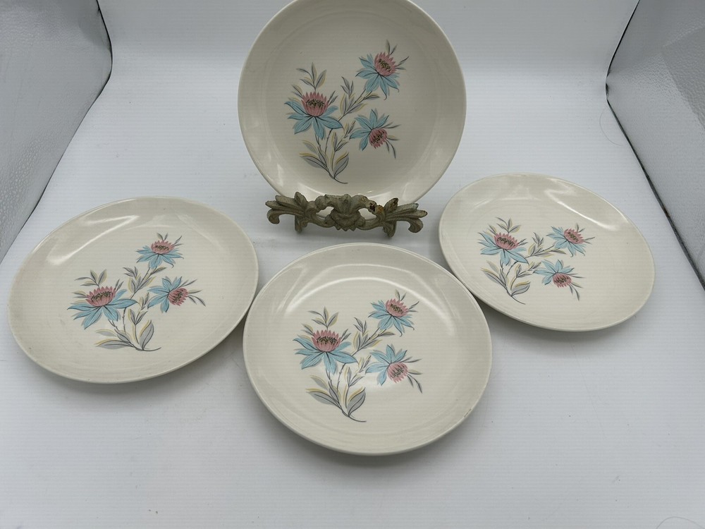 STEUBENVILLE Pottery FAIRLANE Floral Pattern Set of 4 Dessert Salad Plates 7
