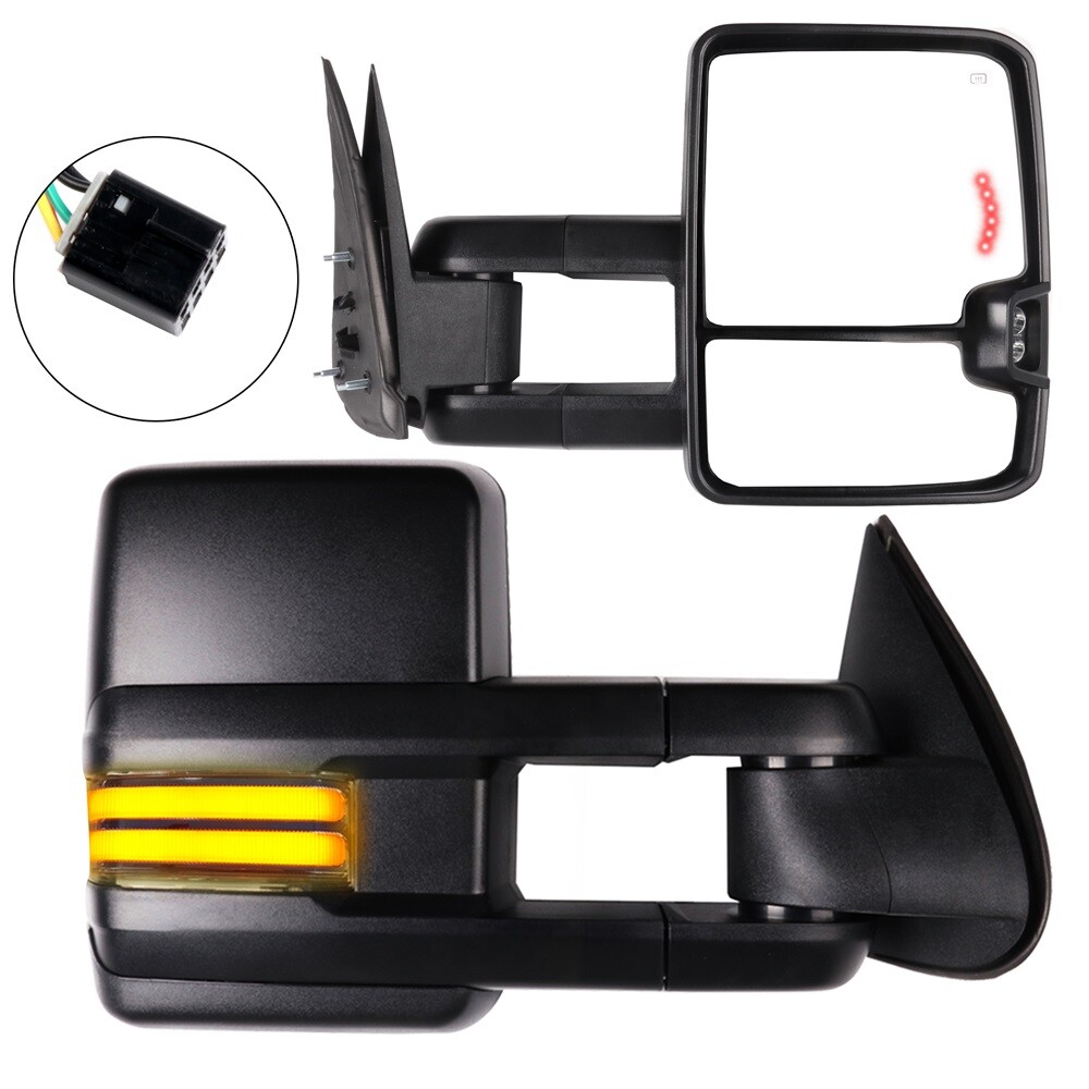 For 1999-2002 Chevy GMC Power Heated Clearance Dynamic LED Signal Towing Mirrors