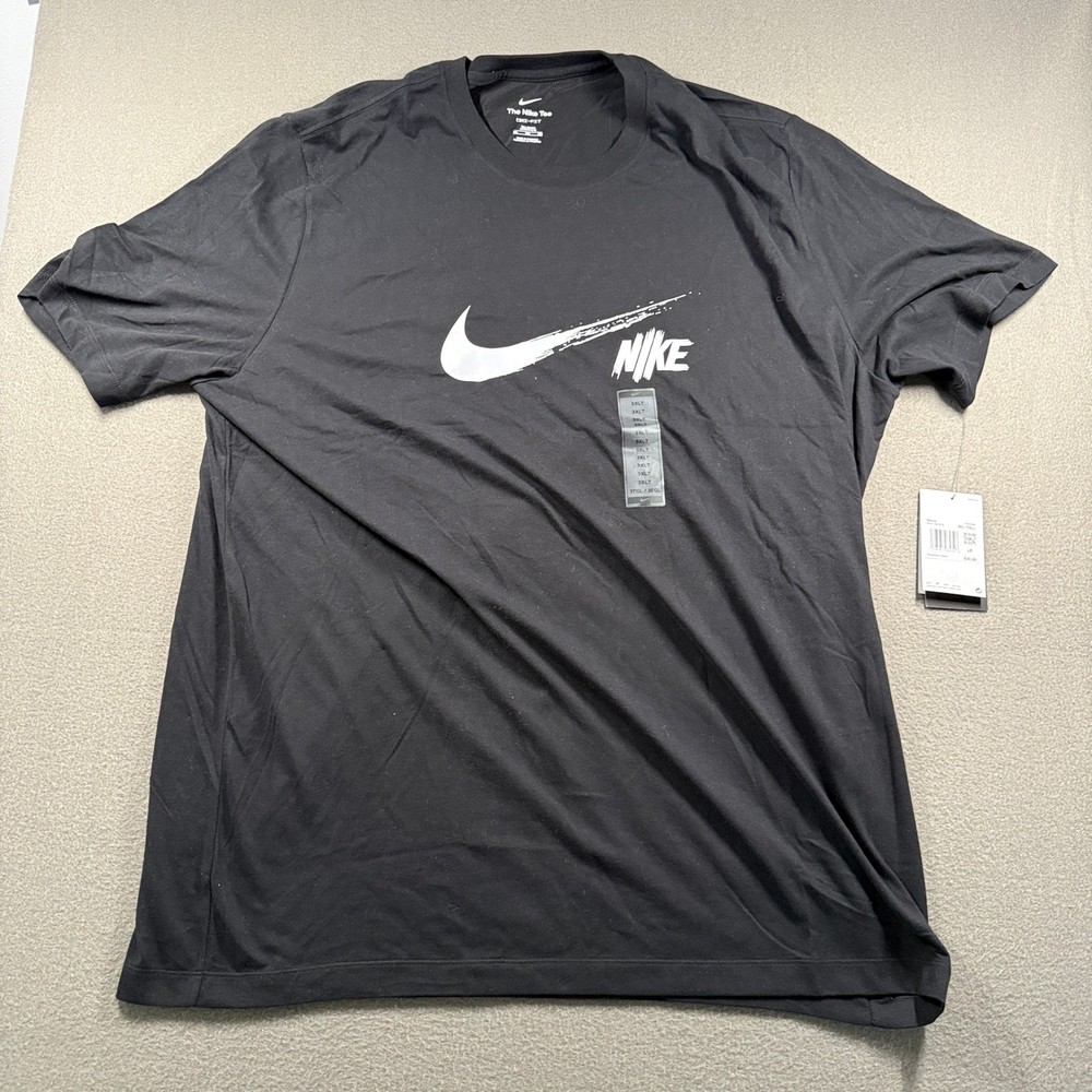 Nike T-Shirt Mens 3XL-Tall Black Dri-FIT Graphic Swoosh Tee HV4129-010