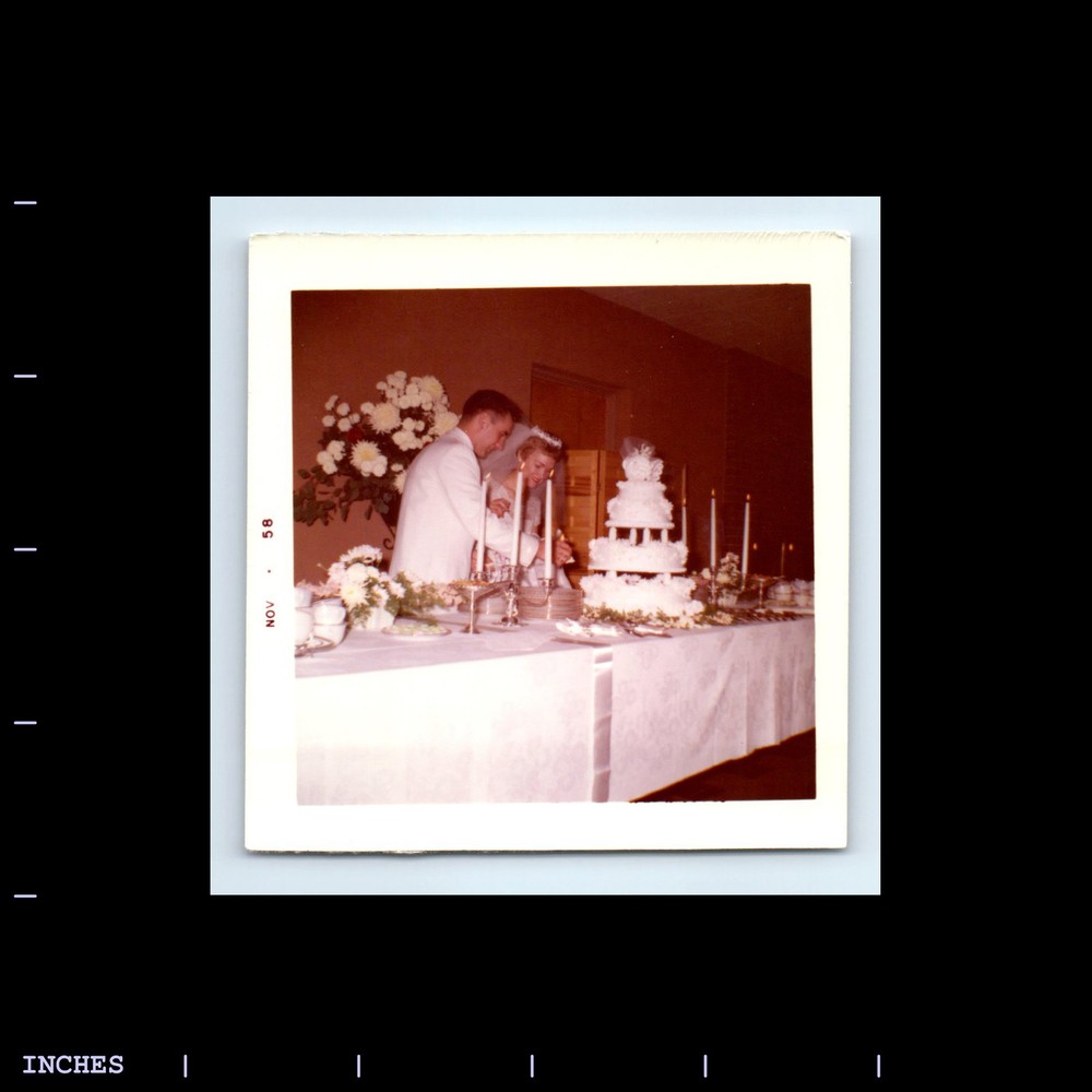 Square Color Photo MAN WOMAN BRIDE GROOM WEDDING CAKE TOPPER 1958