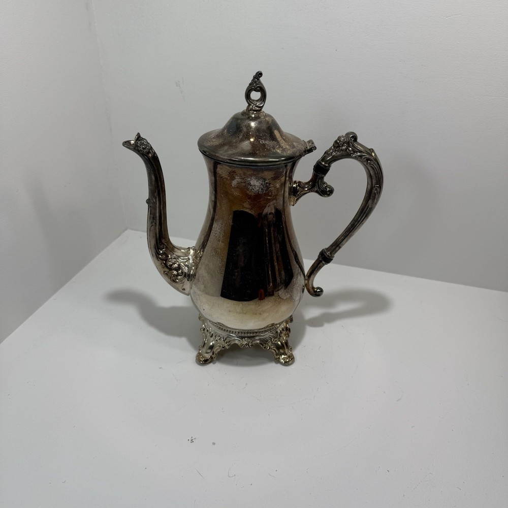 Vintage Sterling Silver Plated Victorian Style Floral Free Standing Tea Pot