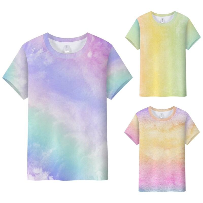 All-match Round Neck T-shirt Women Hot Girls Colorful Printing T Shirts Summer