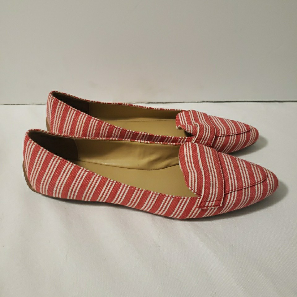 Talbots Francesca Women's Red White Striped Pointed Toe Loafers Flats Size 7.5
