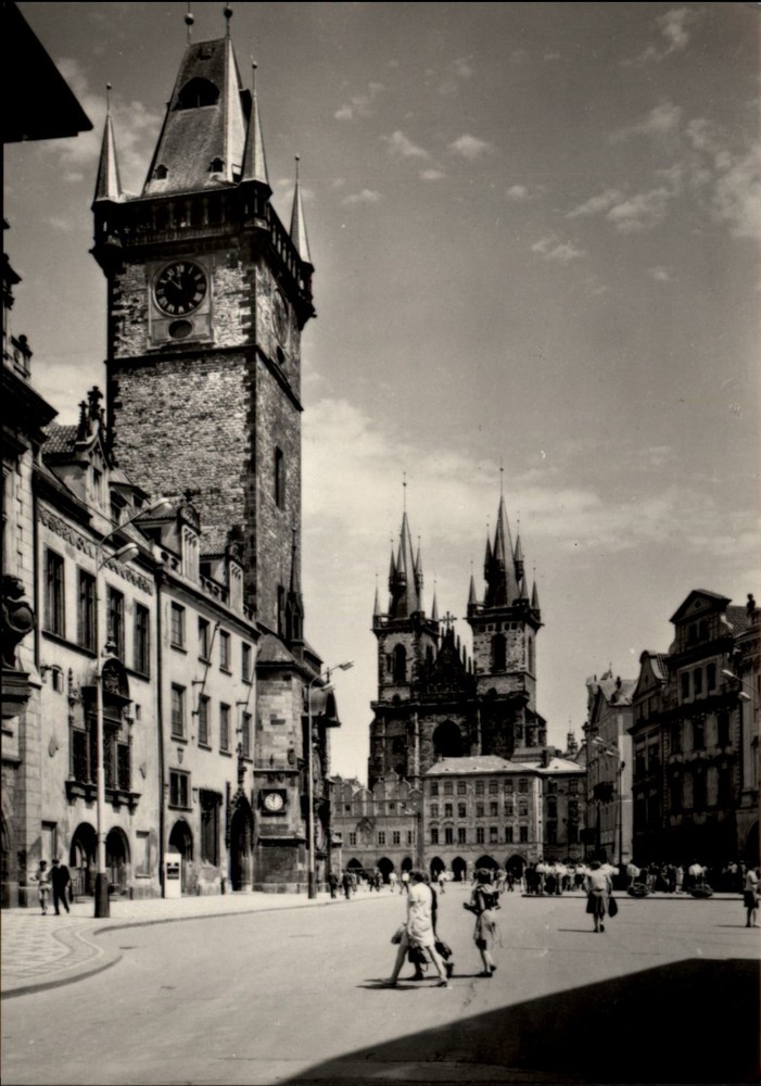 RPPC Old Town Square Prague Czech Republic vintage postcard c868