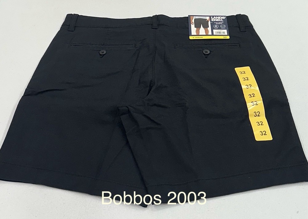 Lands' End Men's Flat Front Modal Stretch Shorts, Black, Size 32