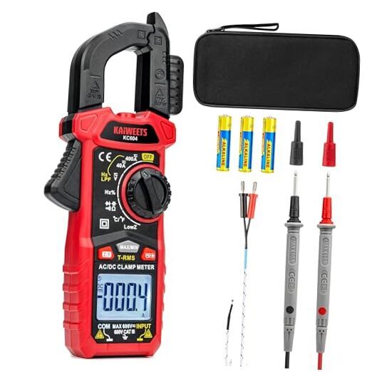 Digital Clamp Meter Multimeter with D-Shaped Jaw for 4000 Counts AC/DC Current