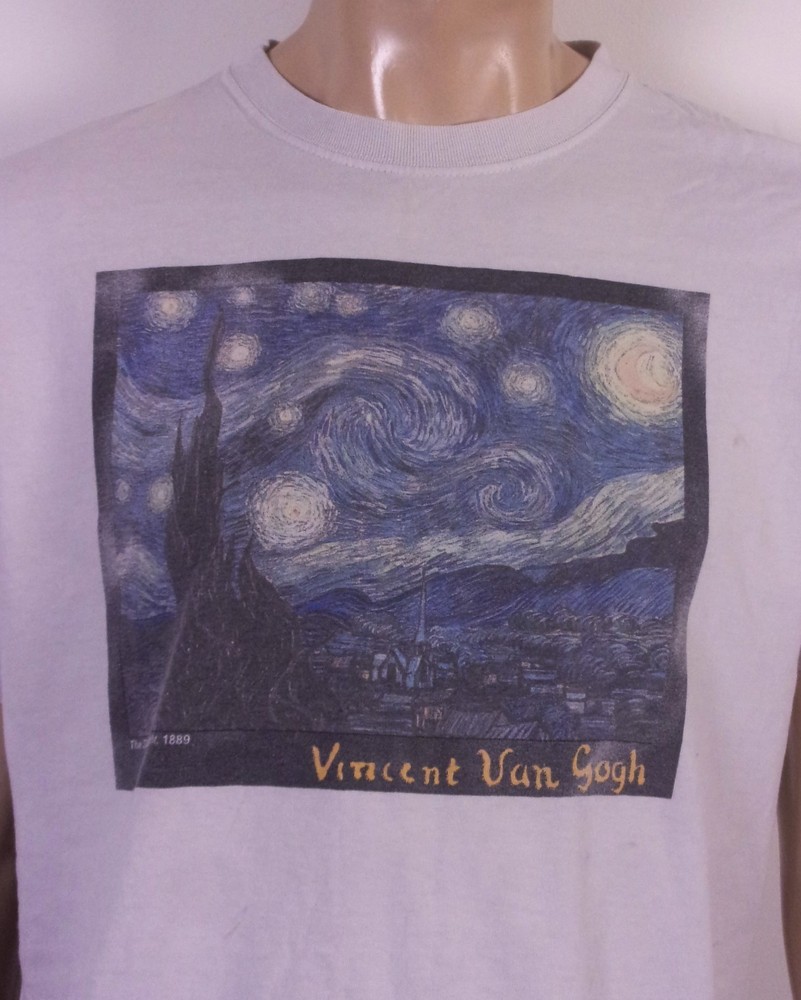 vintage 00s Y2K Vincent Van Gogh T-Shirt The Starry Night Art Artist SZ L