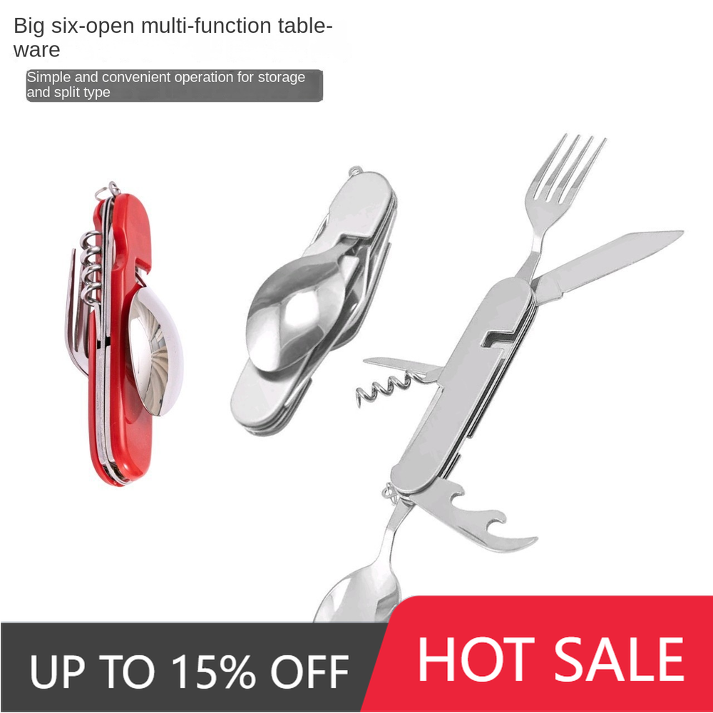 7-in-1 Stainless Steel Camp Knife with Spoon Fork Multi-Tool