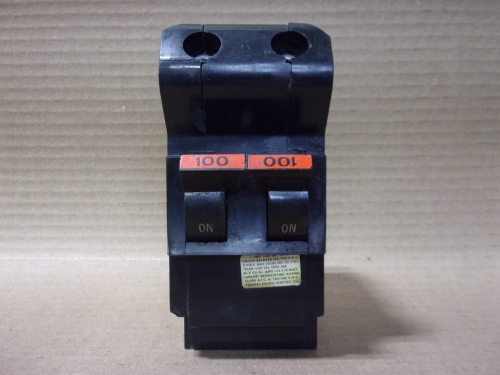 FPE Federal Pacific NA NA2100 2 Pole 100 Amp 240v Circuit Breaker Flaw #27