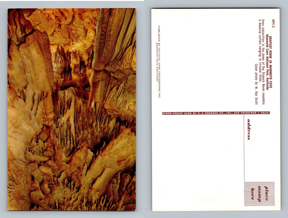 Mammoth Cave, Kentucky, Drapery Room Onyx Stalactites Souvenir Vintage Postcard