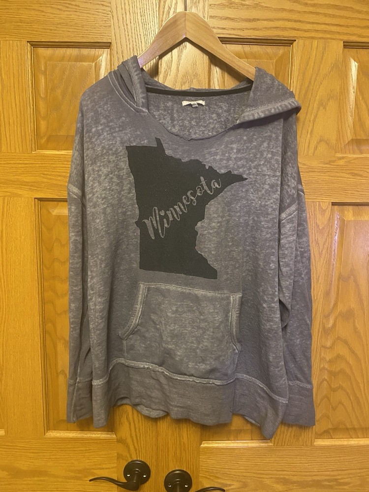 Maurices Minnesota Graphic Gray Pullover Hoodie XL Women Long Sleeve