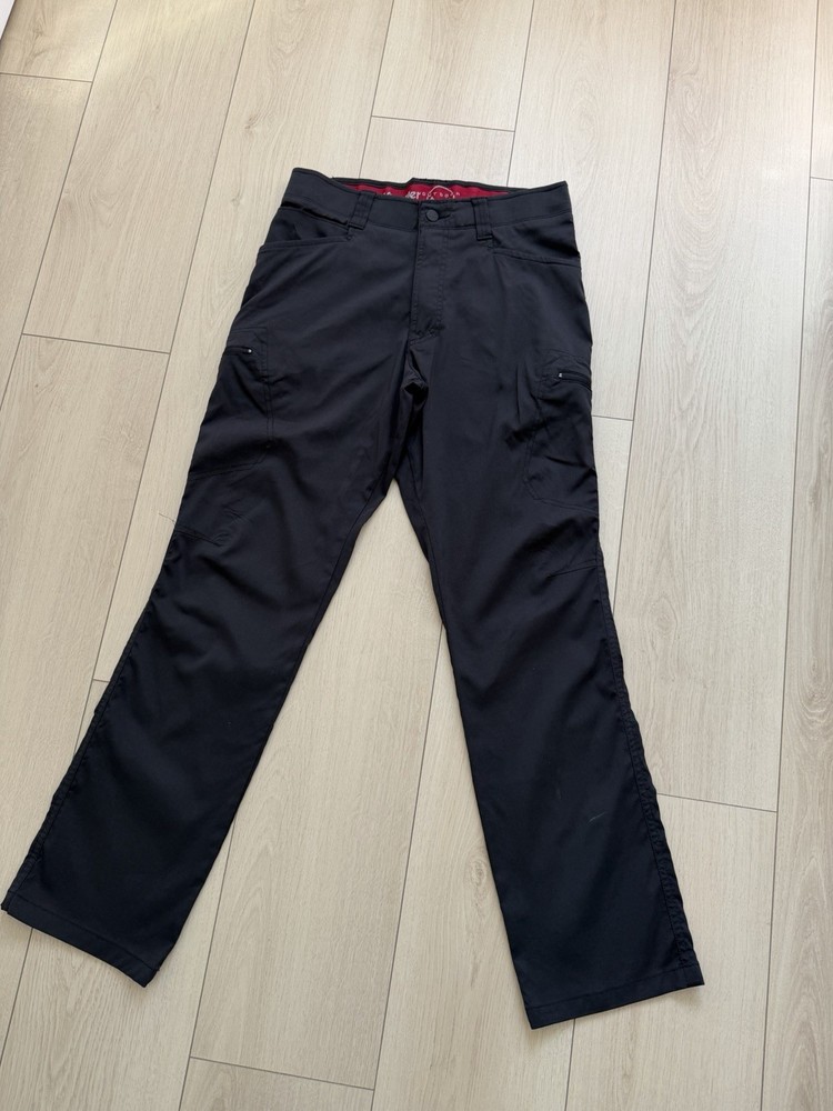 Wrangler Outdoor Men's Black Nylon Spandex Cargo Pants 32 Button Zip Straight