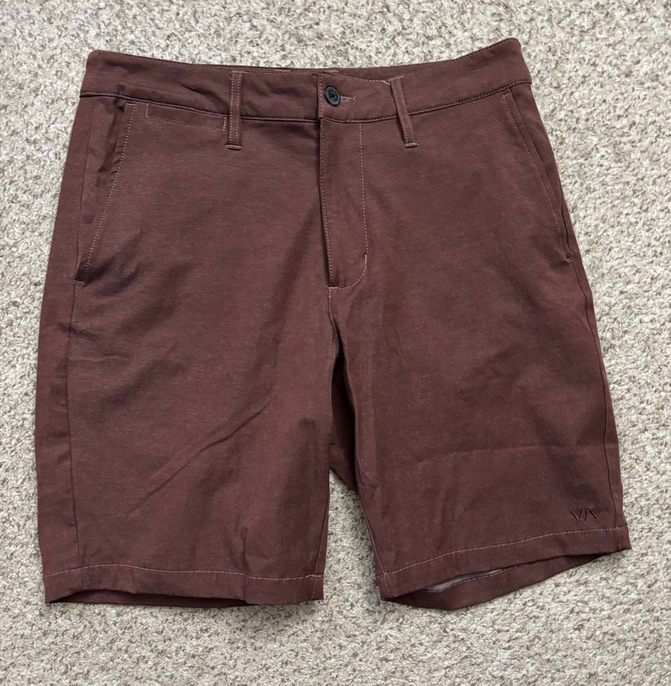 RVCA Shorts Mens Size 30 Maroon Back in Hybrid Stretch Walkshorts Moisture Wick